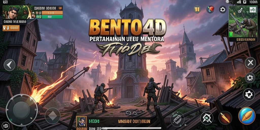 Screenshot permainan BENTO4D menampilkan aksi menara yang mendebarkan.