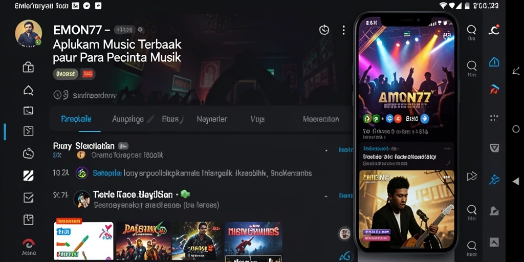 Tampilan gameplay EMON77 menunjukkan fitur lirik interaktif yang menarik.