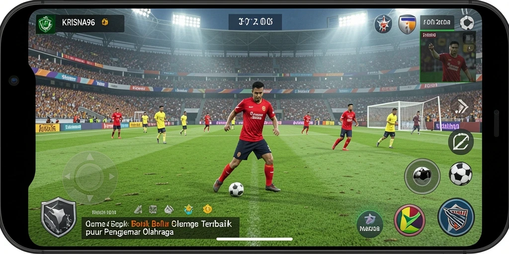 Tampilan gameplay seru di KRISNA96 dengan aksi sepak bola yang nyata.