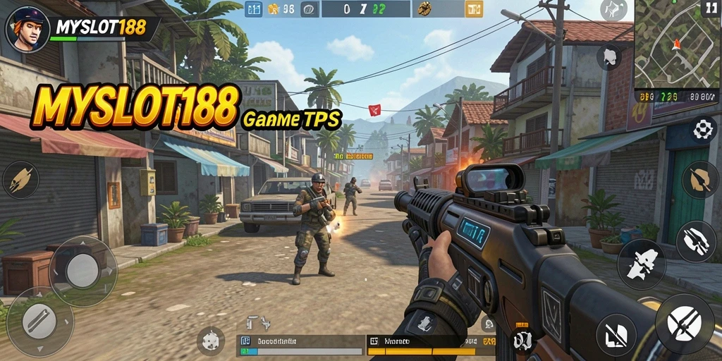 Screenshot gameplay MYSLOT188 yang menunjukkan aksi seru dalam TPS.